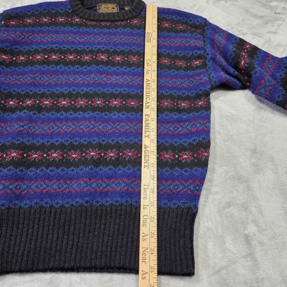 Vintage Eddie Bauer Sweater Mens M Shetland Wool Fair Isle Nordic Gorpcore Hiker - Picture 4 of 5